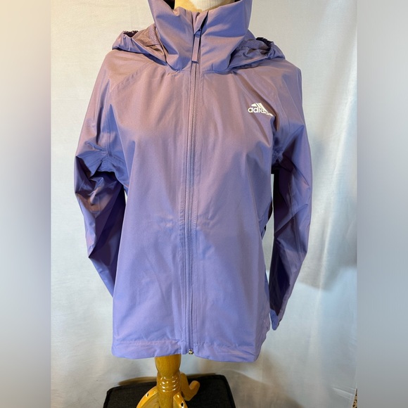 NWT! Adidas BSC 3-Stripes RAIN.RDY Jacket - Women's Size M H65760 Magic Lilac - Picture 4 of 14